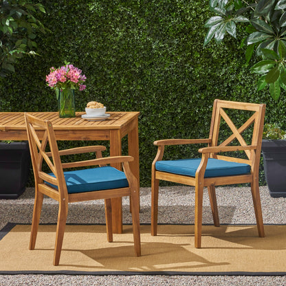 Perla Dining Chair 2pcs with Blue Cushions