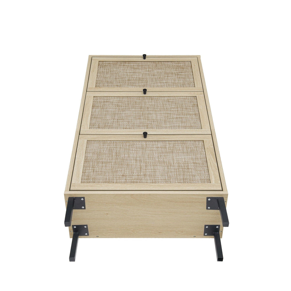 Modern Rattan 3 Door Shoe Rack Cabinet for Entryway