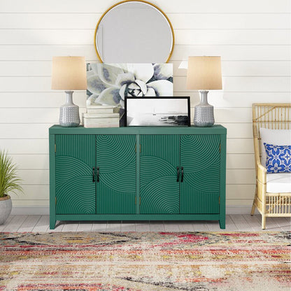 59in Green Accent Cabinet with 4 Doors Mid Century Modern Buffet
