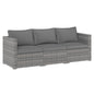3 Pieces Patio Sectional Sofa Set PE Rattan Modular Couch Furniture Set with Soft Cushions