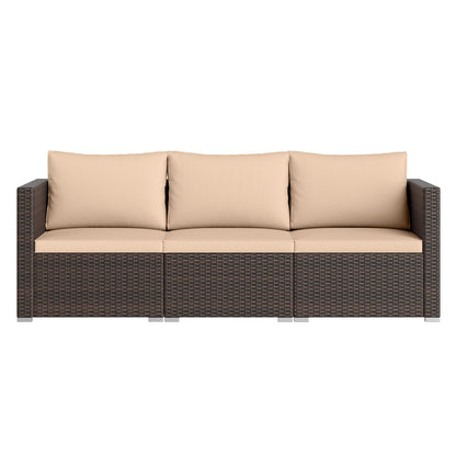 3 Pieces Patio Sectional Sofa Set with Soft Cushions