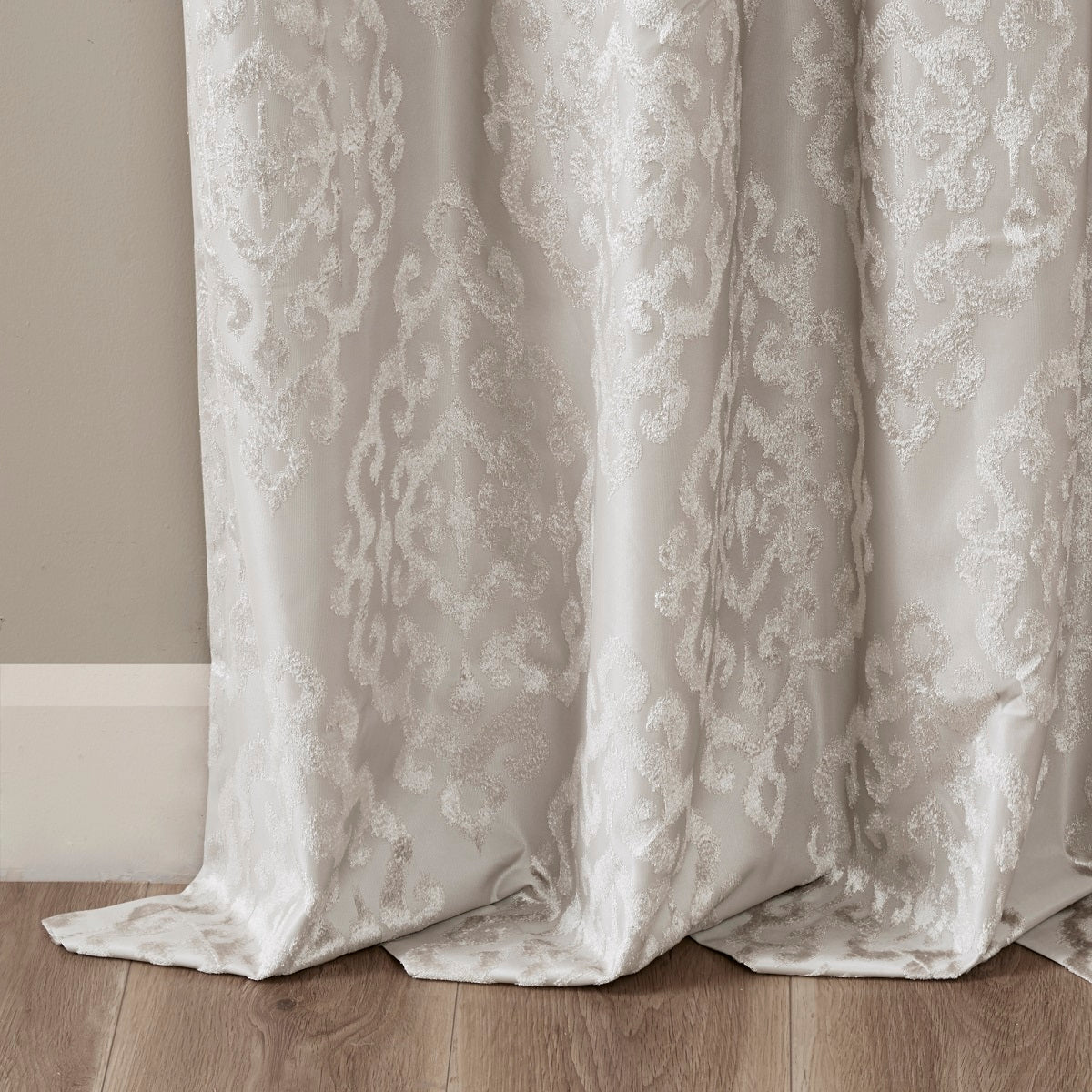Knitted Jacquard Damask Total Blackout Grommet Top Curtain Panel
