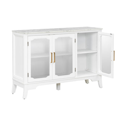 Storage Cabinet 3 Doors Stylish Style White