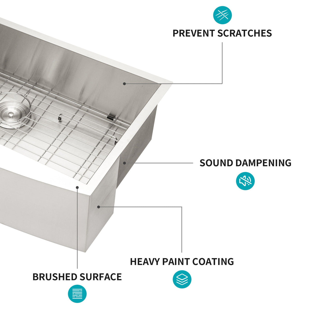 Farmhouse 36" Kitchen Sink Stainless Steel Apron Front - Brushed Nickel