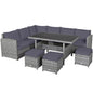 7 Pieces Patio Rattan Dining Furniture Sectional Sofa Set with Wicker Ottoman