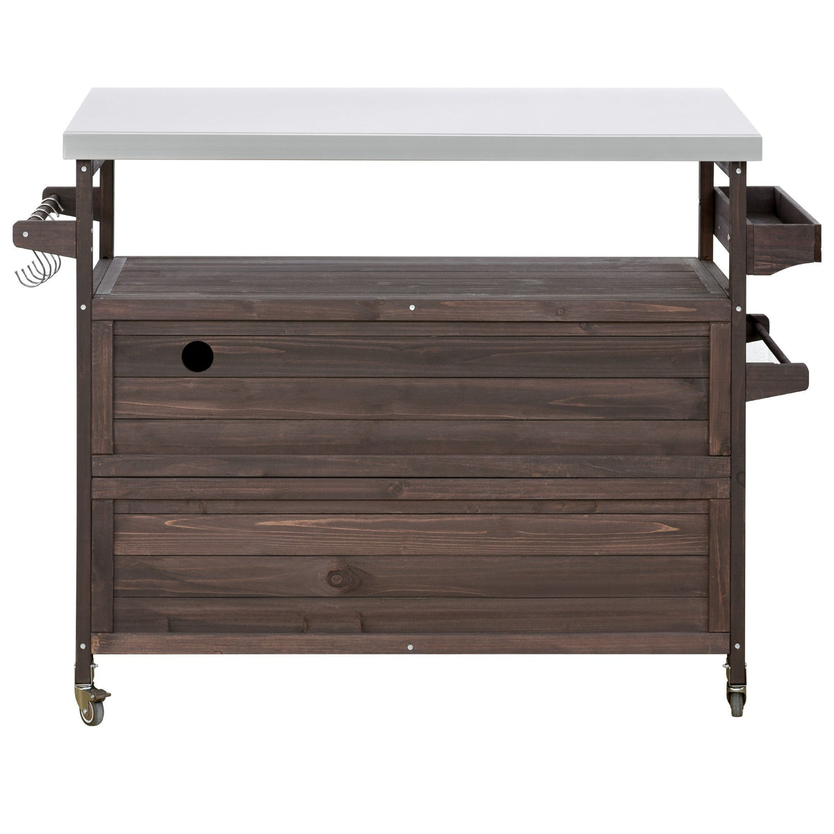 K&K Outdoor Kitchen Island, Rolling Bar Cart & Storage Cabinet