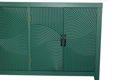 59in Green Accent Cabinet with 4 Doors Mid Century Modern Buffet