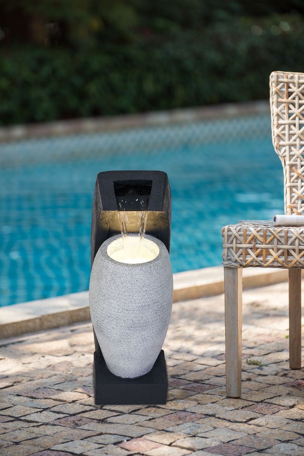 Water Fountain With Vase Design, Light And Pump