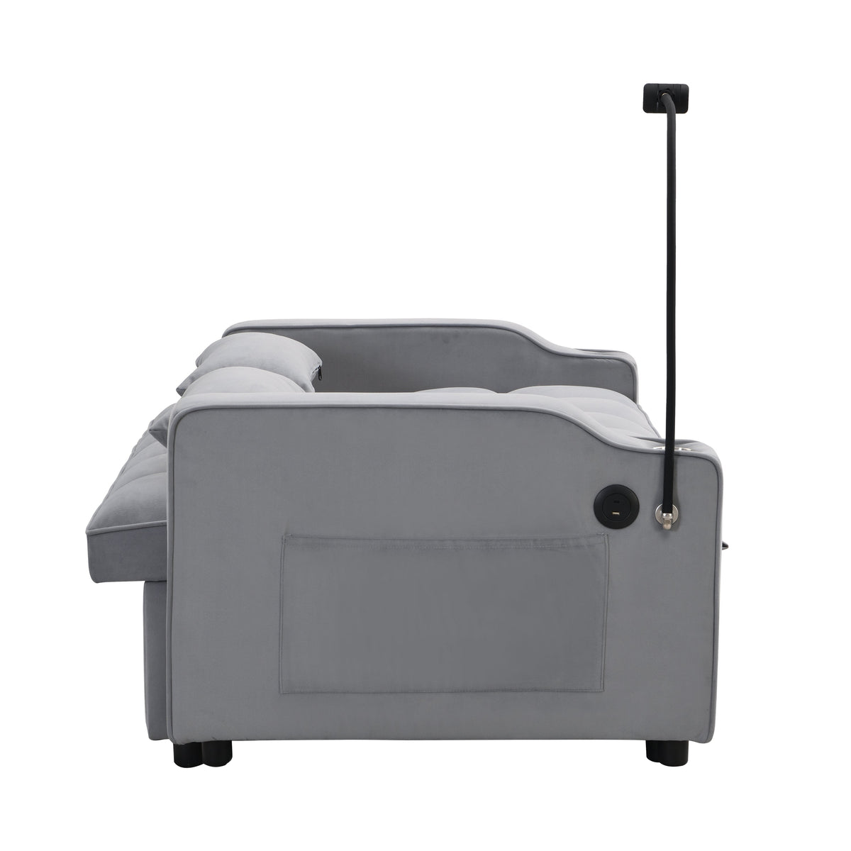 Modern Velvet Loveseat Futon Sofa Couch with Pullout Bed