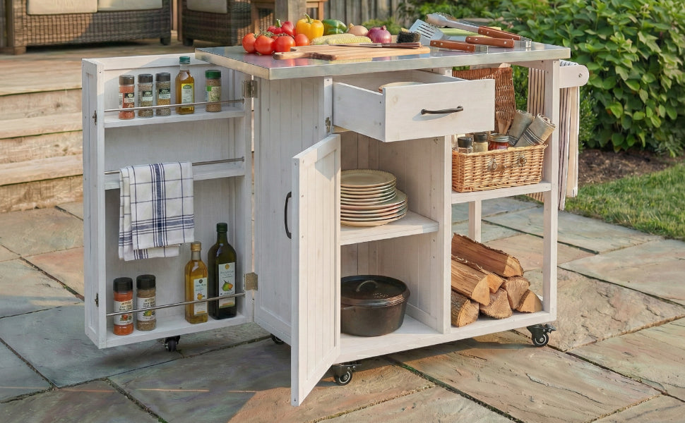 Outdoor Kitchen Island Fir Wood Prep Station