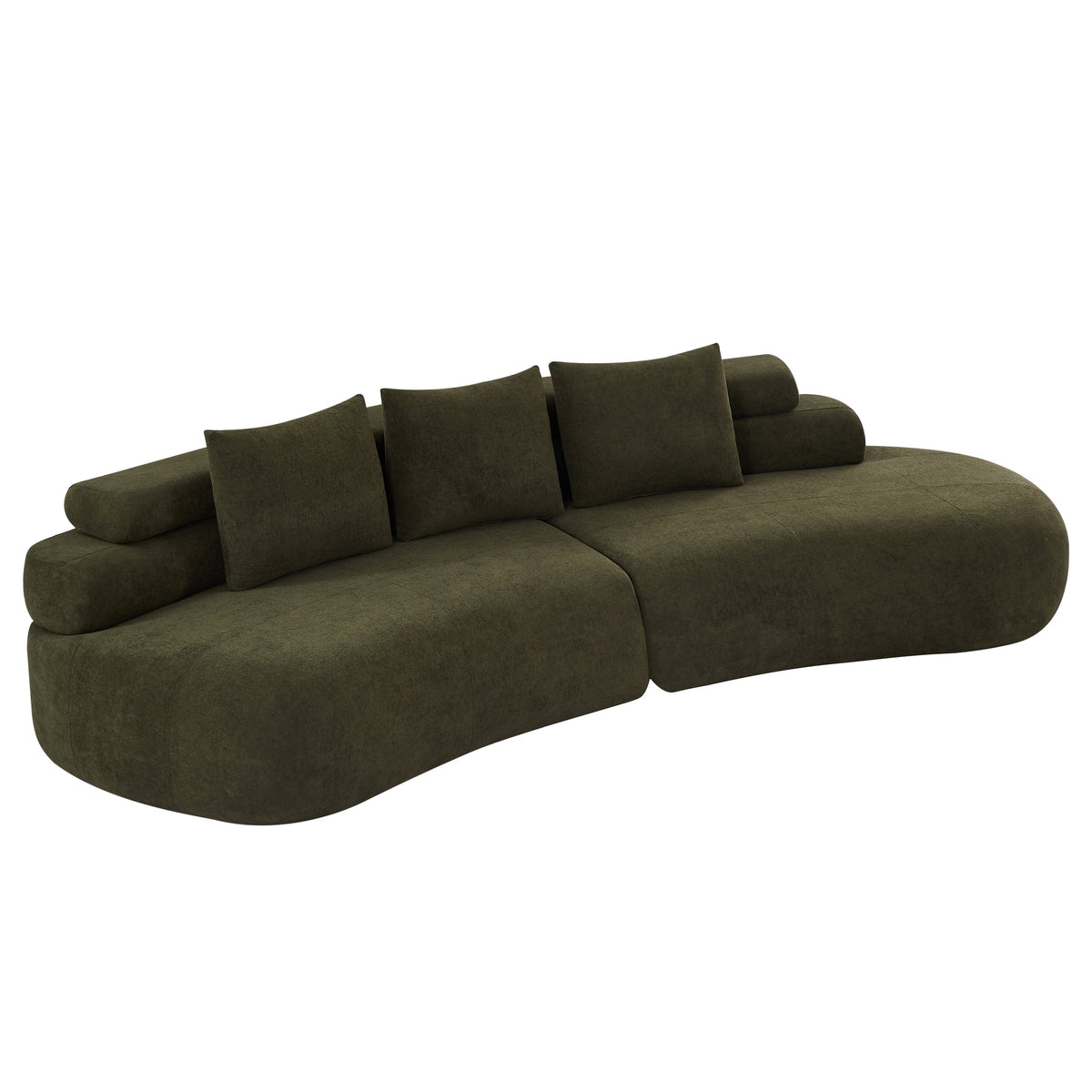 122" Curved Sectional Sofa with Modular Design - Olive Green