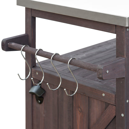 K&K Outdoor Kitchen Island, Rolling Bar Cart & Storage Cabinet