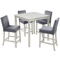 5 Pieces Counter Height Table Set, Kitchen Table With Square Table And 4 Upholstered Chairs