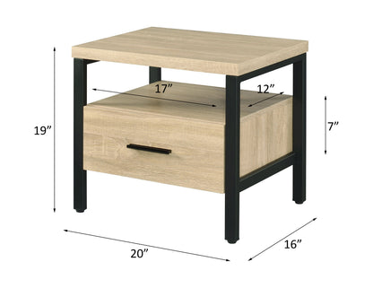 Oak Finish Nightstand with 1 Drawer and 1 Shelf