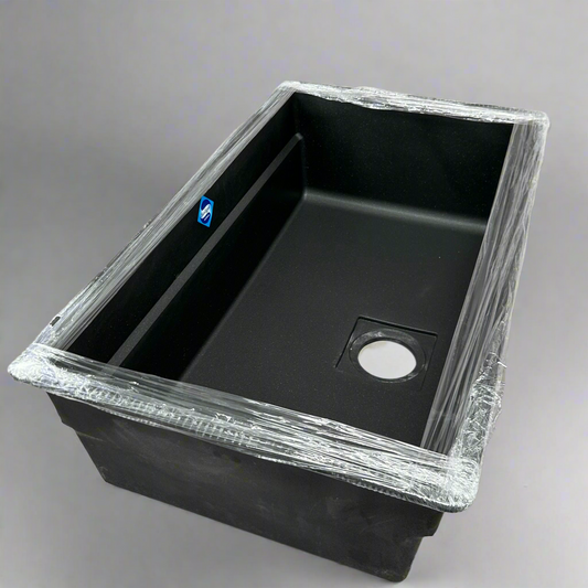 FRANKE UnderMount Single Basin Granite Kitchen Sink 32" Matte Black PKG110310NY (New Other- Distressed Packaging)