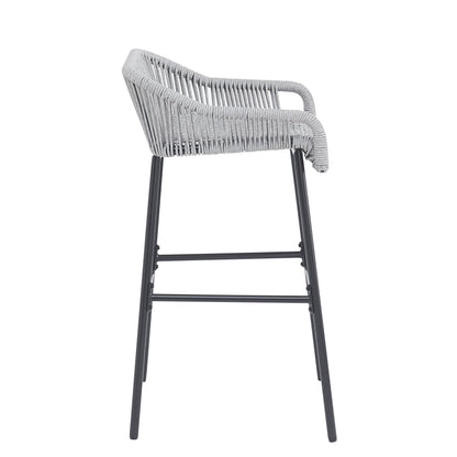 La Push Outdoor Patio Light Gray Rope Bar Stool, Set of 2