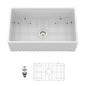 Apron-Front Reversible Single Bowl Kitchen Sink With Accessories - White