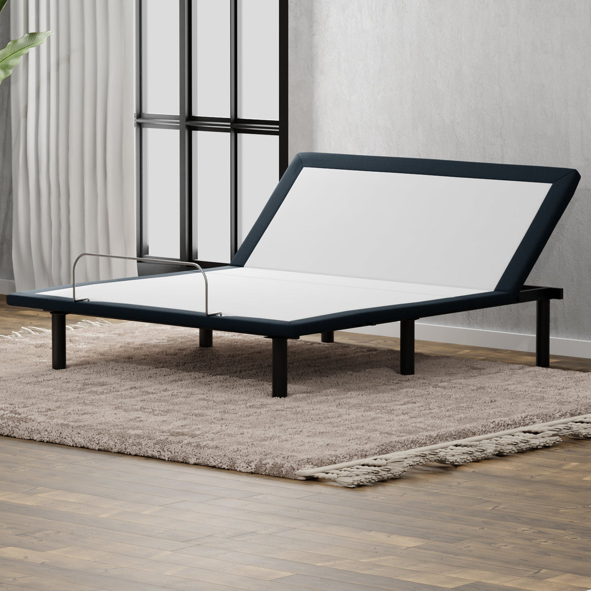 Model H Adjustable Base Full Size Metal Bed Frame Grey