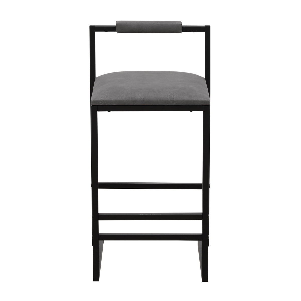 Set of 2 Counter Height Barstools Kitchen Island Stools (Gray with Back)