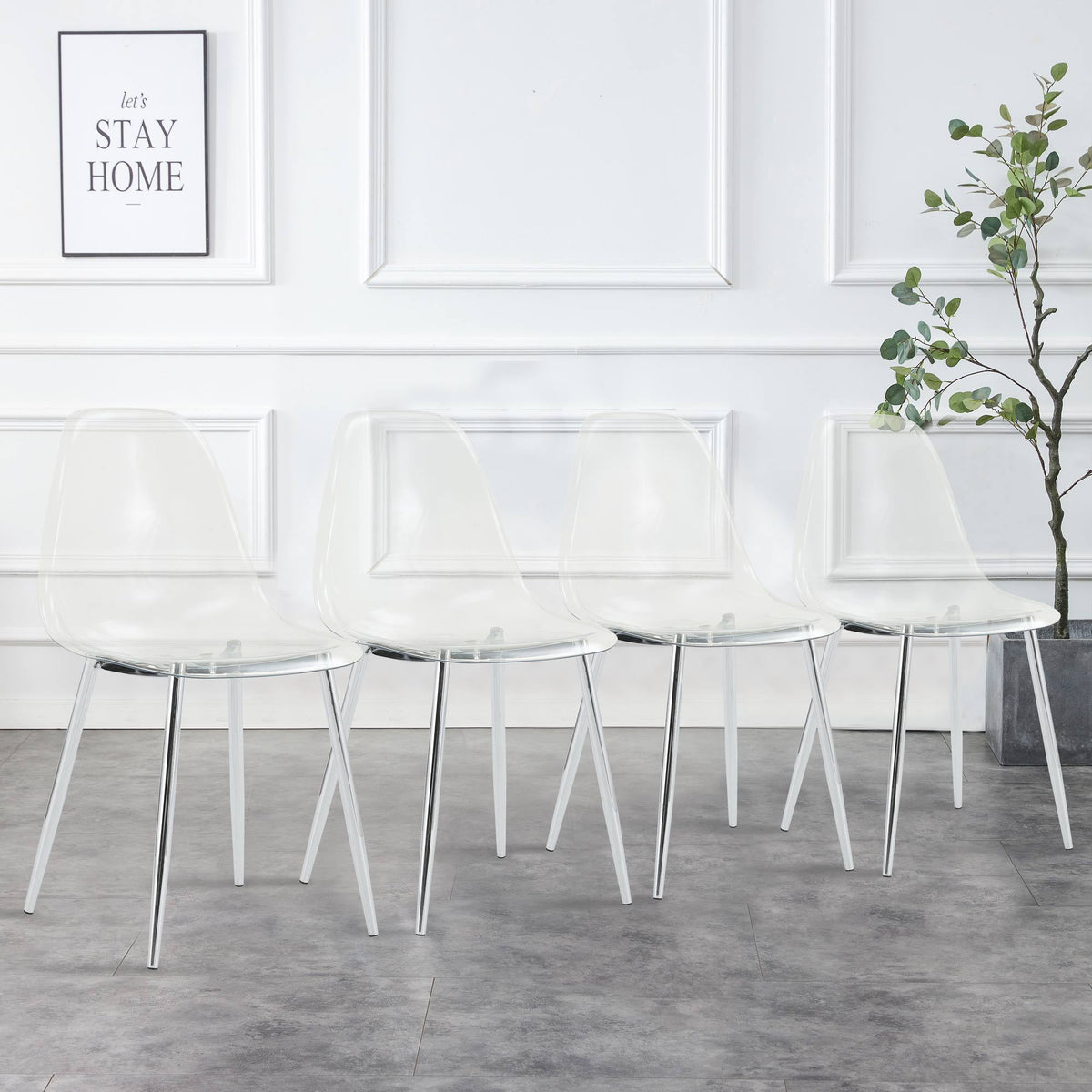 Modern Minimalist Transparent Dining Chair - 6-Piece Set