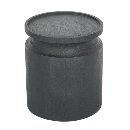 Black Wooden Cylinder Side Table