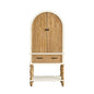 Arched Flower Carved Door Accent Sideboard Cabinet With 1 Drawer And Shelf, Cabinet For Kitchen - Natural / White
