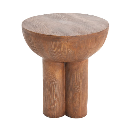 Iris Outdoor Patio Three-Legged Wood-Grain Side Table