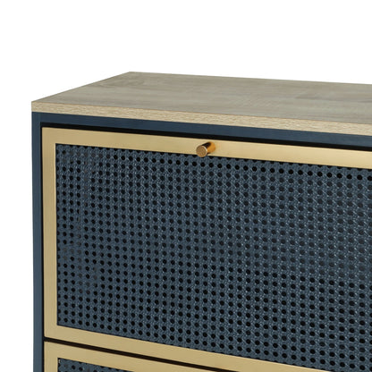 Modern Rattan 3 Door Shoe Rack Cabinet for Entryway