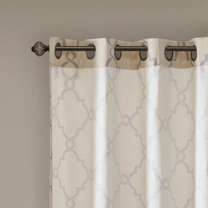 Fretwork Print Grommet Top Window Curtain Panel (One Panel)