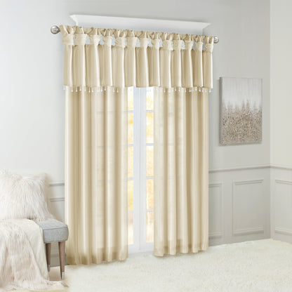 Twist Tab Lined Window Curtain Panel Champagne 50x95