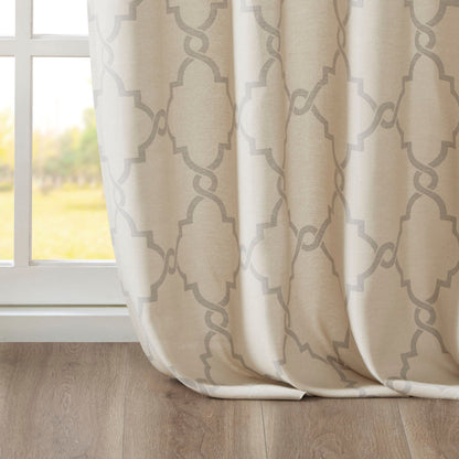 Fretwork Print Grommet Top Window Curtain Panel (One Panel)