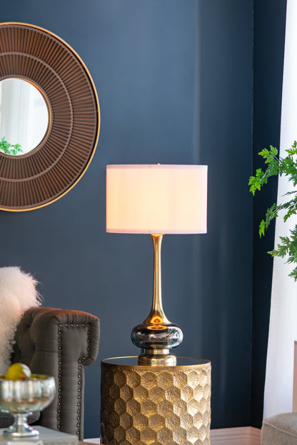 D15x29 Table Lamp with Glass Drum Shade