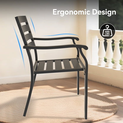 VRSHWO Iron Terrace Dining Chairs Set of 2 - Black