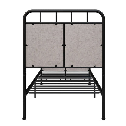 Twin Size Linen Upholstered Platform Metal Bed Frame with Fabric Headboard and Footboard