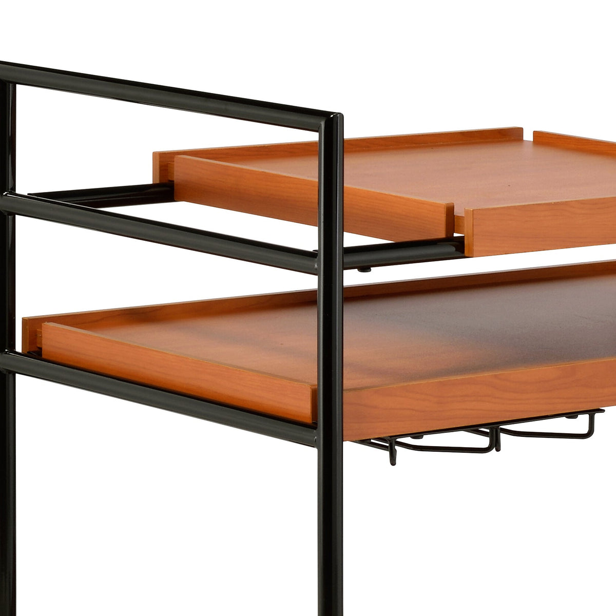 Oaken Honey Oak & Black Finish Serving Cart