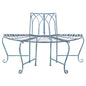 Half-Circle Outdoor Patio Garden Antique Blue Wrought Iron Tree Bench