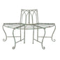 Half-Circle Outdoor Patio Garden Wrought Iron Tree Bench in Antique Green