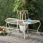 Half-Circle Outdoor Patio Garden Antique White Wrought Iron Tree Bench