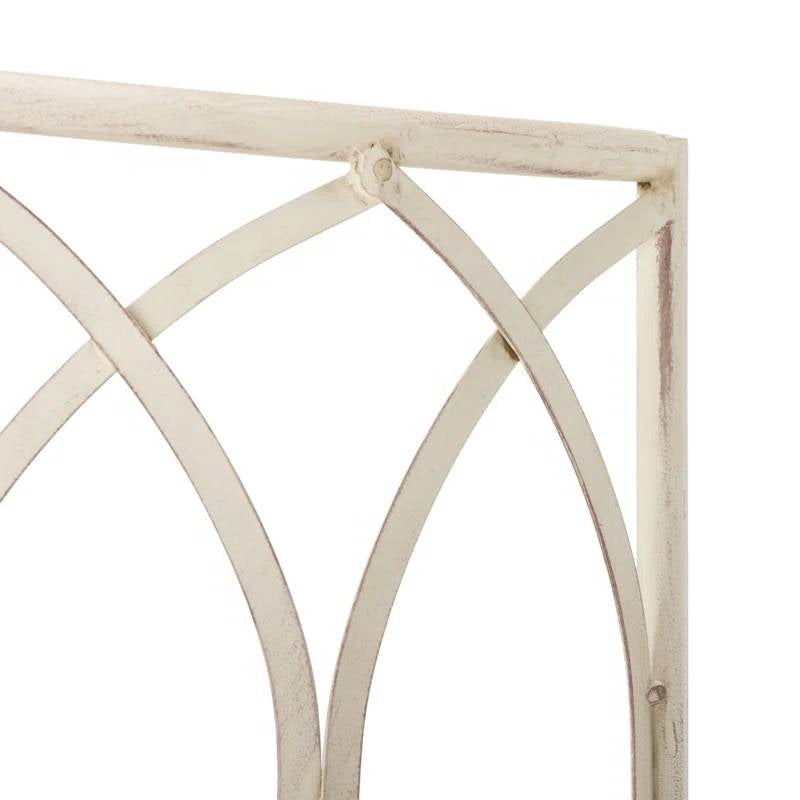 Half-Circle Outdoor Patio Garden Antique White Wrought Iron Tree Bench