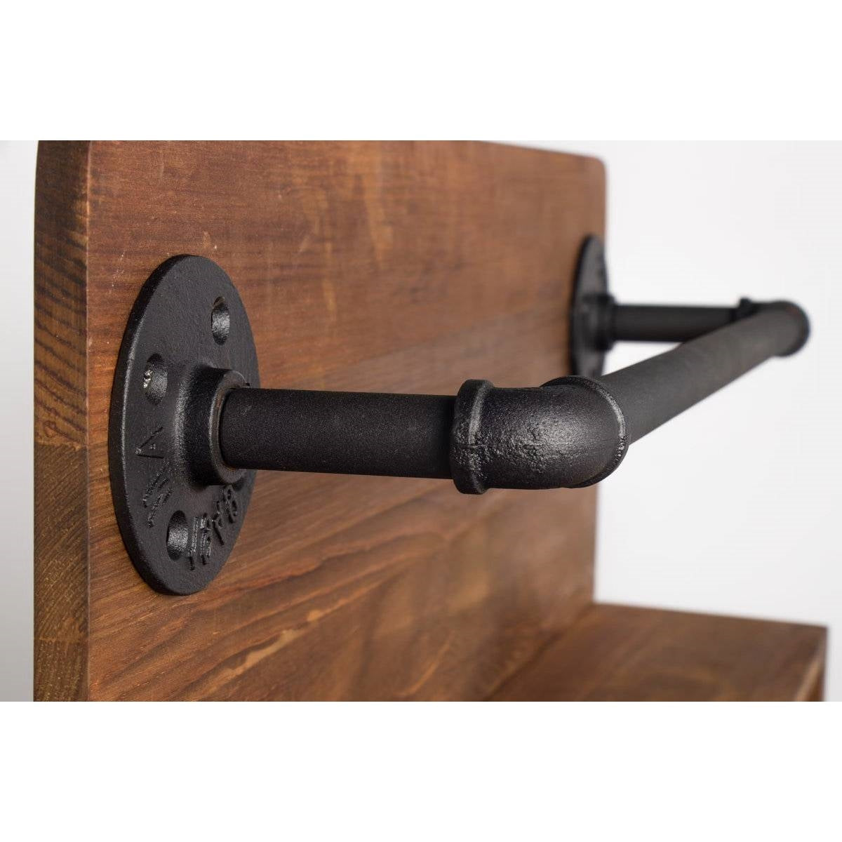 4 Bottle Rustic Farmhouse Wall Mounted Wine Rack with Glass Holder