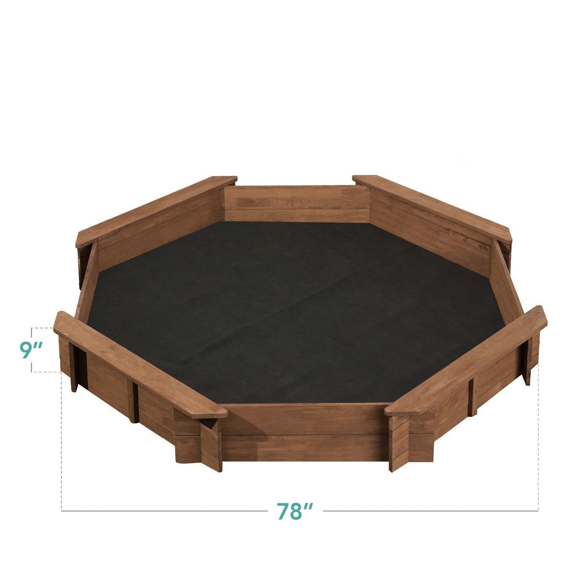 Kid's Octagonal Sandbox in Walnut Wood Finish
