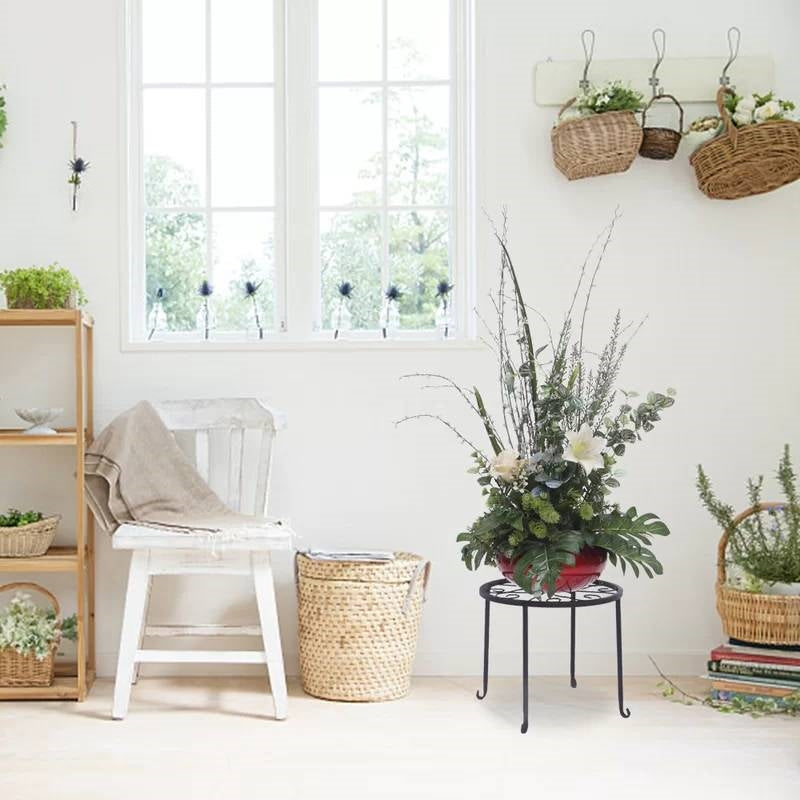 Set of 4 - Indoor Outdoor Black Metal Plant Stand