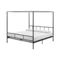 King size Black Metal Canopy Bed Frame with Headboard and Footboard