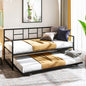 Twin size Black Metal Daybed Frame with Roll Out Trundle Bed Frame