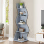Modern Whimsical 5 Shelf Corner Bookcase Stand Blue Wood Finish