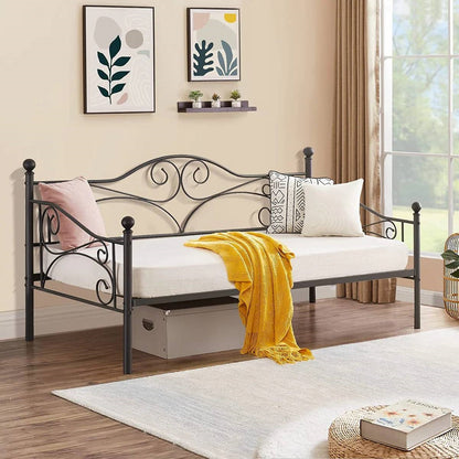 Twin size Classic Heavy Duty Steel Daybed Frame in Black Metal Finish