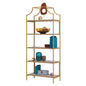 Gold Metal Display Rack Etagere Bookcase with 5 Faux Stone Storage Shelves