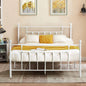 Full Vintage Style White Metal Platform Bed Frame with Headboard Footboard