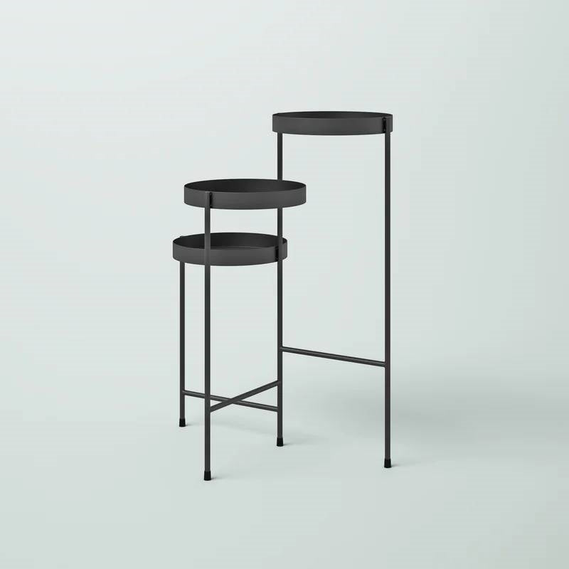 Modern Dark Grey Metal 3-Tier Flower Pot Plant Stand