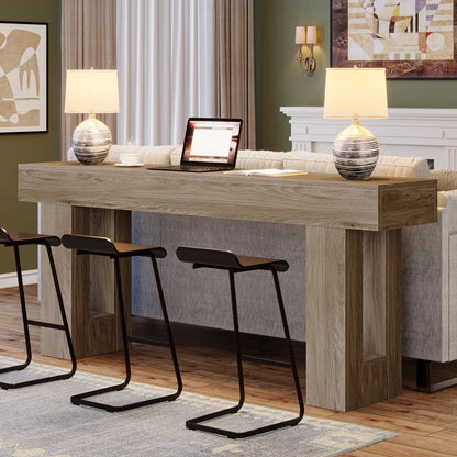 Modern Farmhouse 63-inch Entryway Console Sofa Table in Grey Wood Finish
